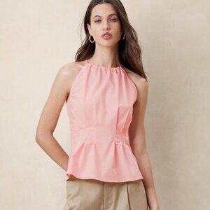 NWT Banana Republic Poplin Seamed Halter Top Bermuda Sand Sz 20